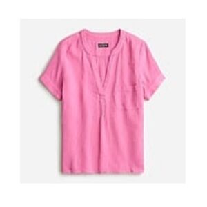 JCREW V-Neck Soft Gauze Popover Bubblegum Pink - Large